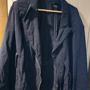 Lane Bryant Black Zip Front Jacket Size 26 Plus Size Lightweight Blazer Moto Sty